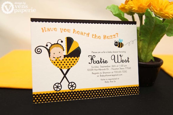 DIY PRINTABLE Invitation Card - Bumble Bee Baby Shower Invitation - BS816CB1a3 Il_570xn