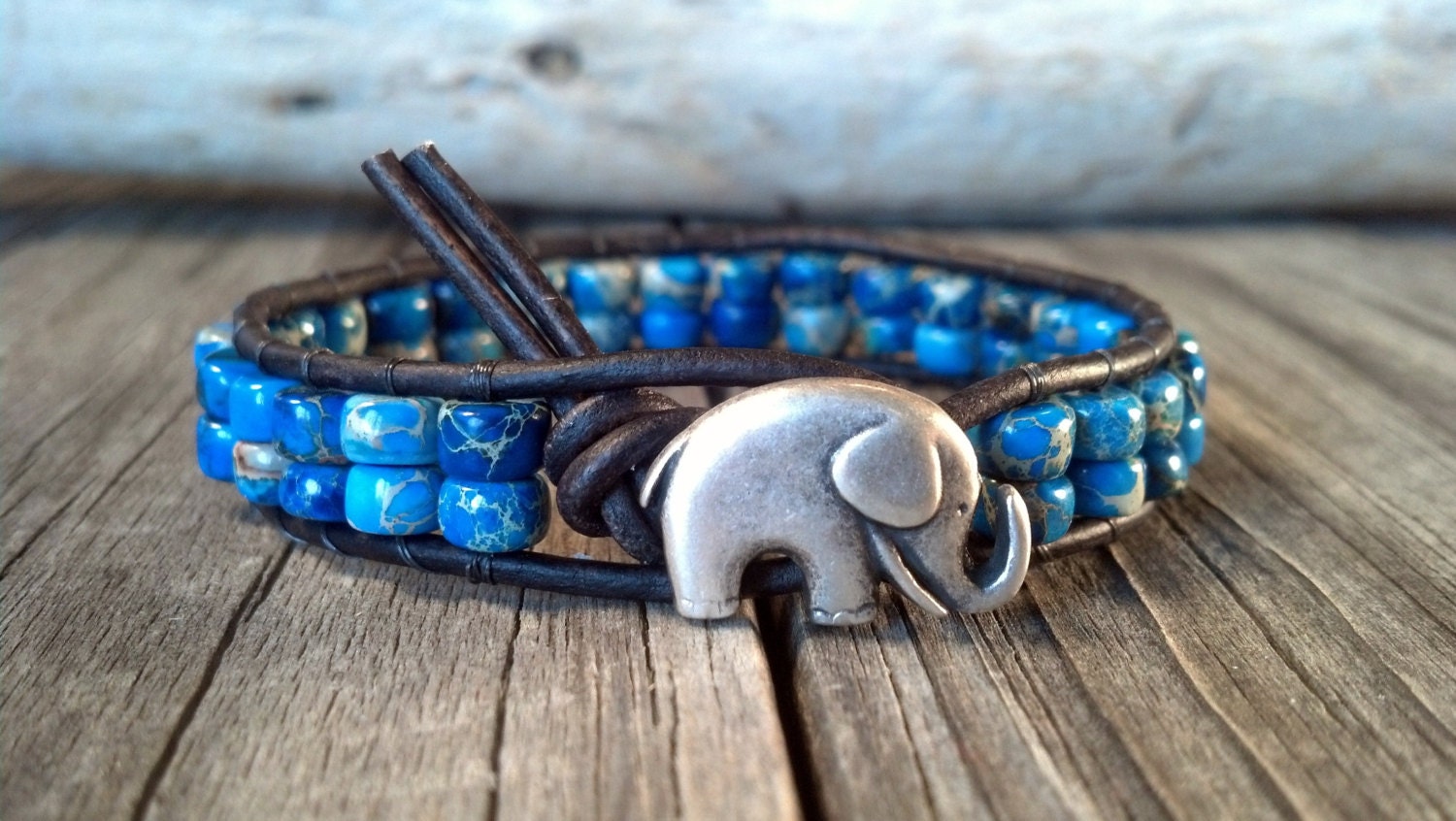 Good Luck Elephant, Aqua Terra, Leather Beaded Wrap Bracelet, Chan Luu, Southwest chic