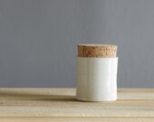 small off white corked jar . stoneware pottery. simple, modern, minimal ceramics by vitrifiedstudio