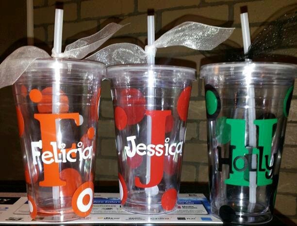 Personalized Cup with straw and lid. Multiple style & color choices. Please specify preferences.