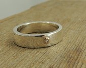 Conflict Free Diamond, Recycled Sterling Silver and 14k Gold Wedding Ring, Eco Friendly, Handmade Wedding Ring, Engagement Ring