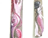 Two Original Hand Painted Mermaids - Pink- Decor for Girls- Fantasy Art