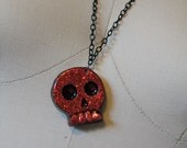 Skelly Statement Necklace, Glitter Red and Black.