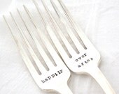 Happily Ever After- Love Gives Us a Fairytale Table Setting wedding forks, vintage hand stamped forks, for engagement gift