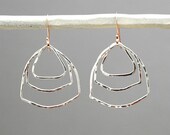 Sterling Silver Rose Gold freeform metalwork dangle earrings - NAPA VALLEY CHARM Collection