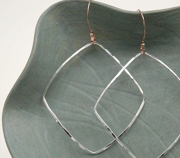Sterling Silver and Rose Gold freeform metalwork dangle earrings - NAPA VALLEY CHARM Collection