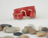 Leather bracelet for men double wrap bracelet red with brass clasp CALISTOGA