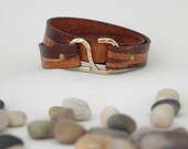 Leather bracelet for men double wrap bracelet brown with brass clasp CALISTOGA