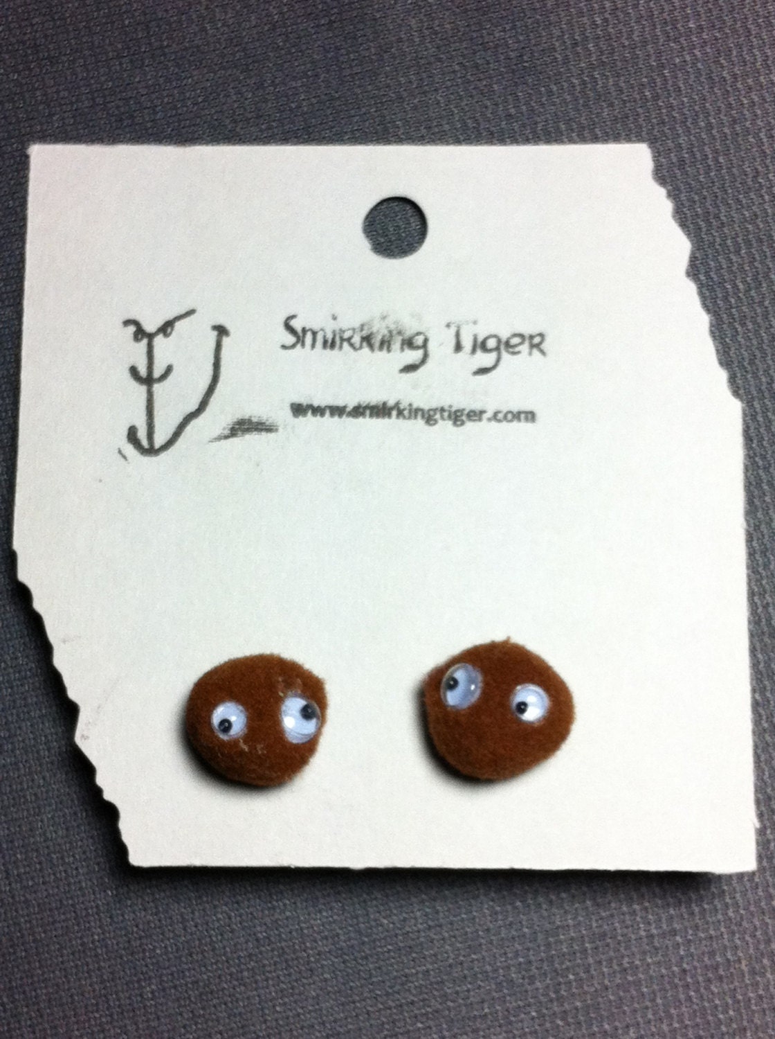 Brown Eyed Monster Earrings: Messed Up Monster Earrings in Brown