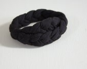 Cuff Bracelet - Plaited Bangle - Fabric Cuff - Organic Stretch Cotton - Eco Jewellery - Black - White - Navy - Black and White Cuff Bangle