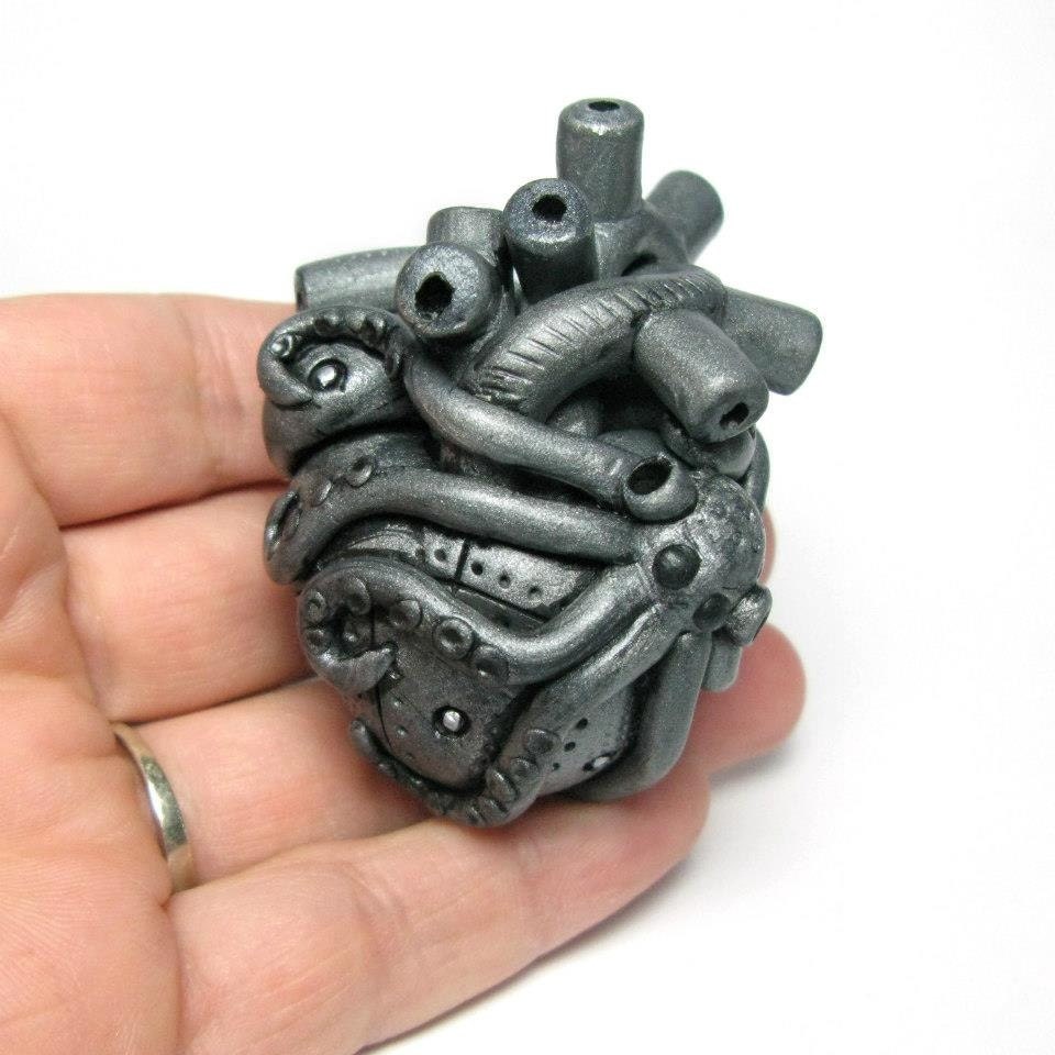 The Original "OctoHeart" - Industrial Heart - Anatomically Correct Steampunk Heart - Pendant / Necklace