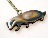 Wood Cut Badger Necklace