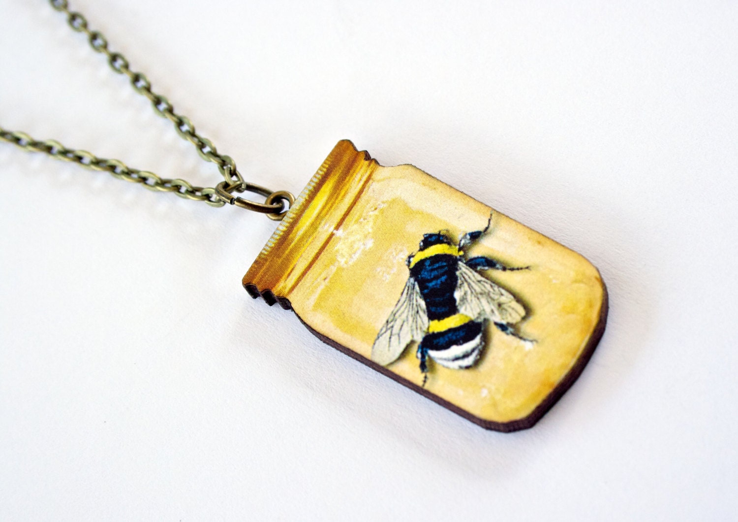Bumble Bee Necklace Bug in a Jar Jewelry