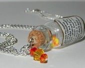 Sunshine, You Are My Sunshine, My Only Sunshine Lyrics, Miniature Sun and Clouds Bottle Necklace with Swarovski Crystals