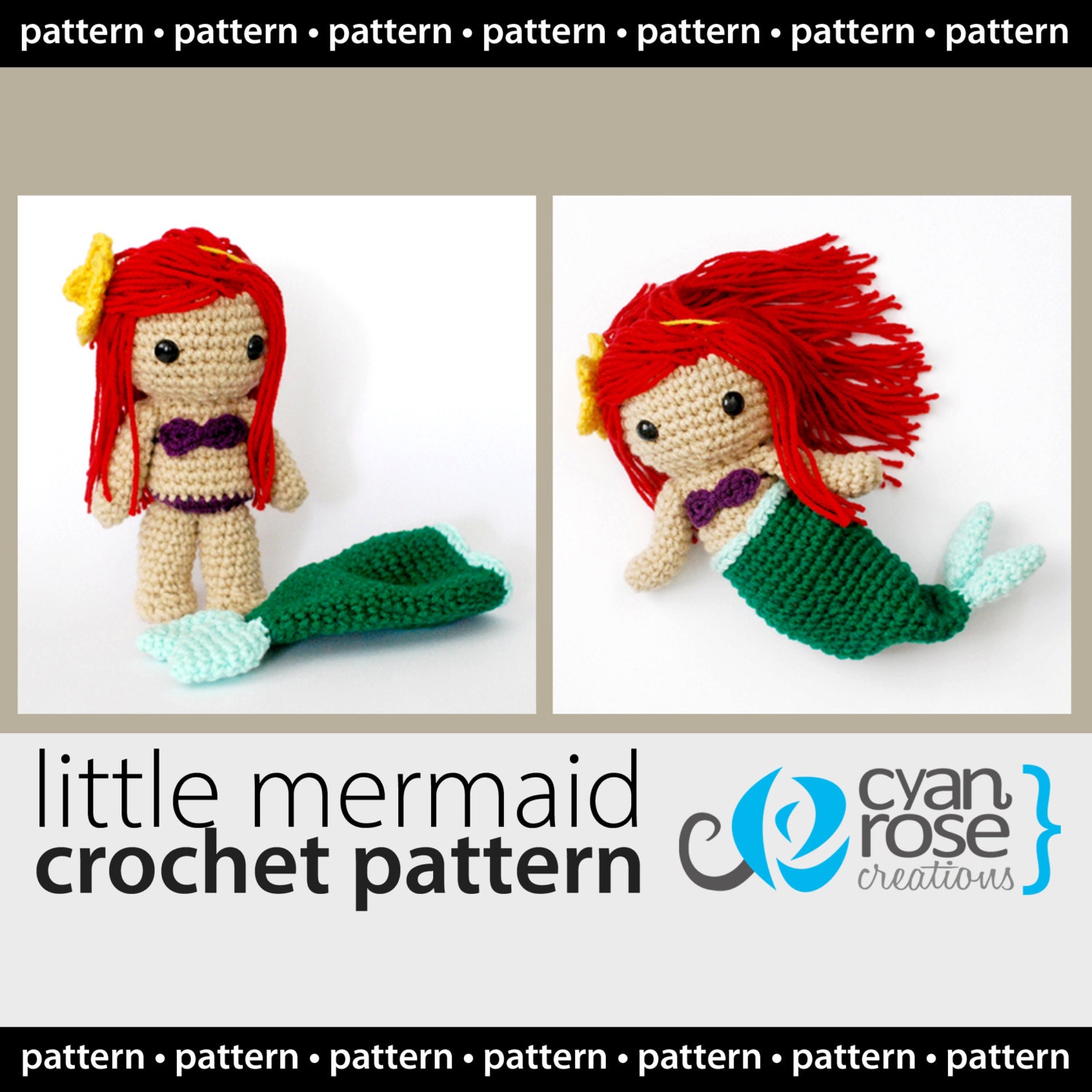 Instant Download - Little Mermaid with Removable Tail - CROCHET PATTERN