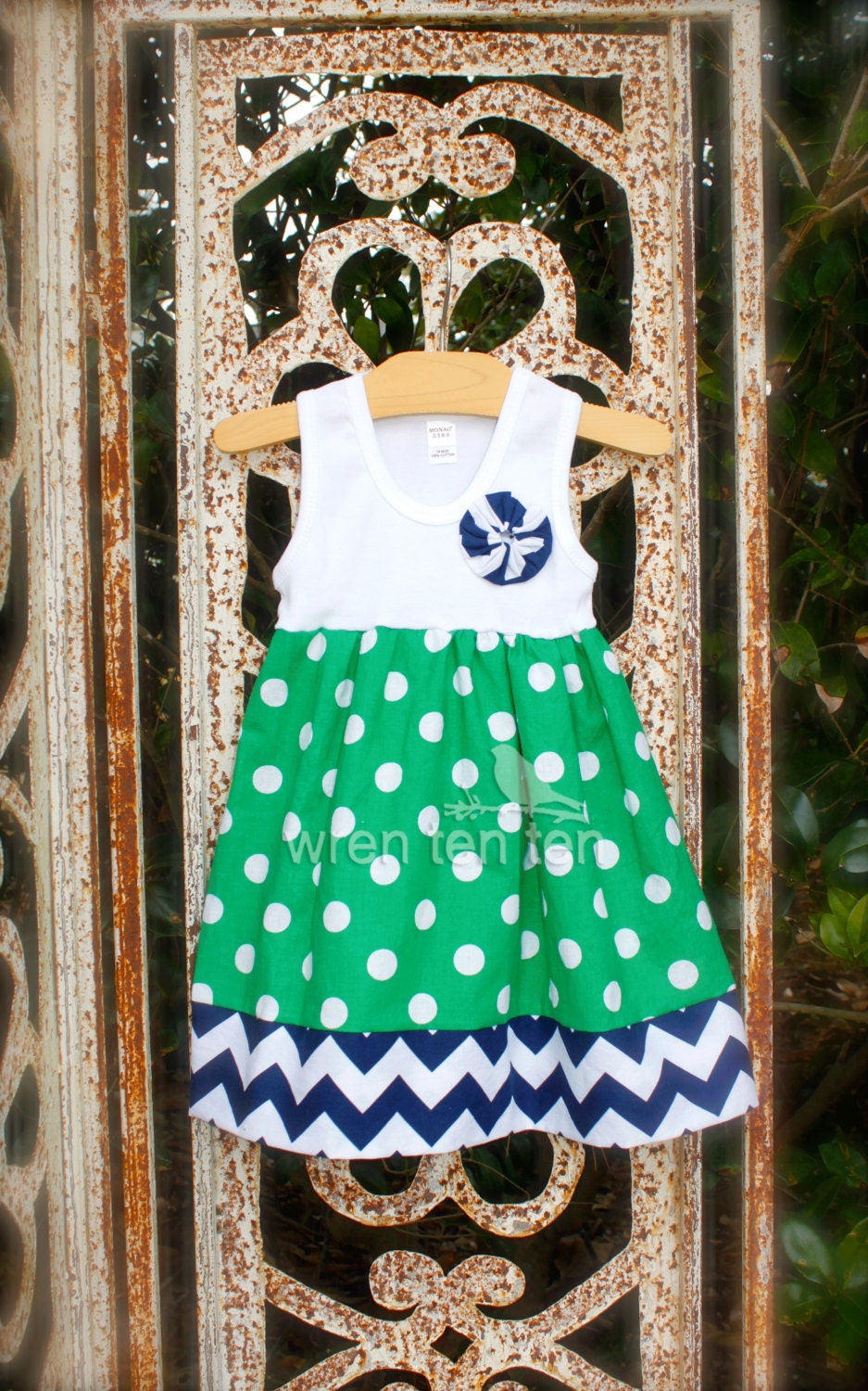 GIRLS TANK DRESS  in polka dot & chevron fabrics - sizes 6mo- 6
