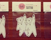 Flying bear wearing diamond necklace illustration // Temporary tattoo