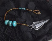 Quartz Crystal Pendulum with Turquoise, Tanzanite, Citrine