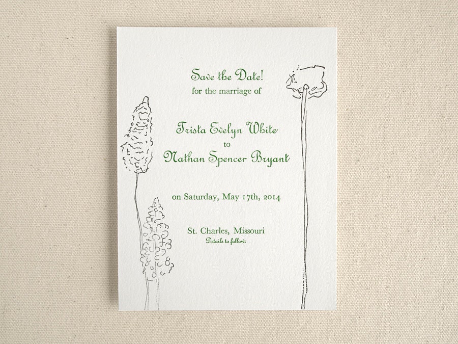 Letterpress Save the Dates - Wildflower Spring and Summer Wedding - 25