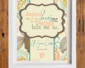 Art Print for your Child's Nursery ... Jesus Loves Me This I Know ... Great Baby Shower or Baptism gift ... 8 x 10 print