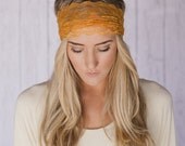 Mustard Sheer Lace Headband with Tapered Cut and Scalloped Edge - Sheer Simplicity Headband