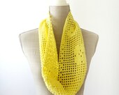 Yellow Crochet Spring Infinity Scarf, women's yellow summer cowl, crochet scarf, women's accessories, gifts for her, mother day