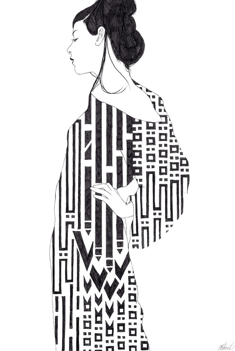 Giclee Print // A4 // 12''x8'' // geometric monochromatic illustration // portrait // geometric wanderings
