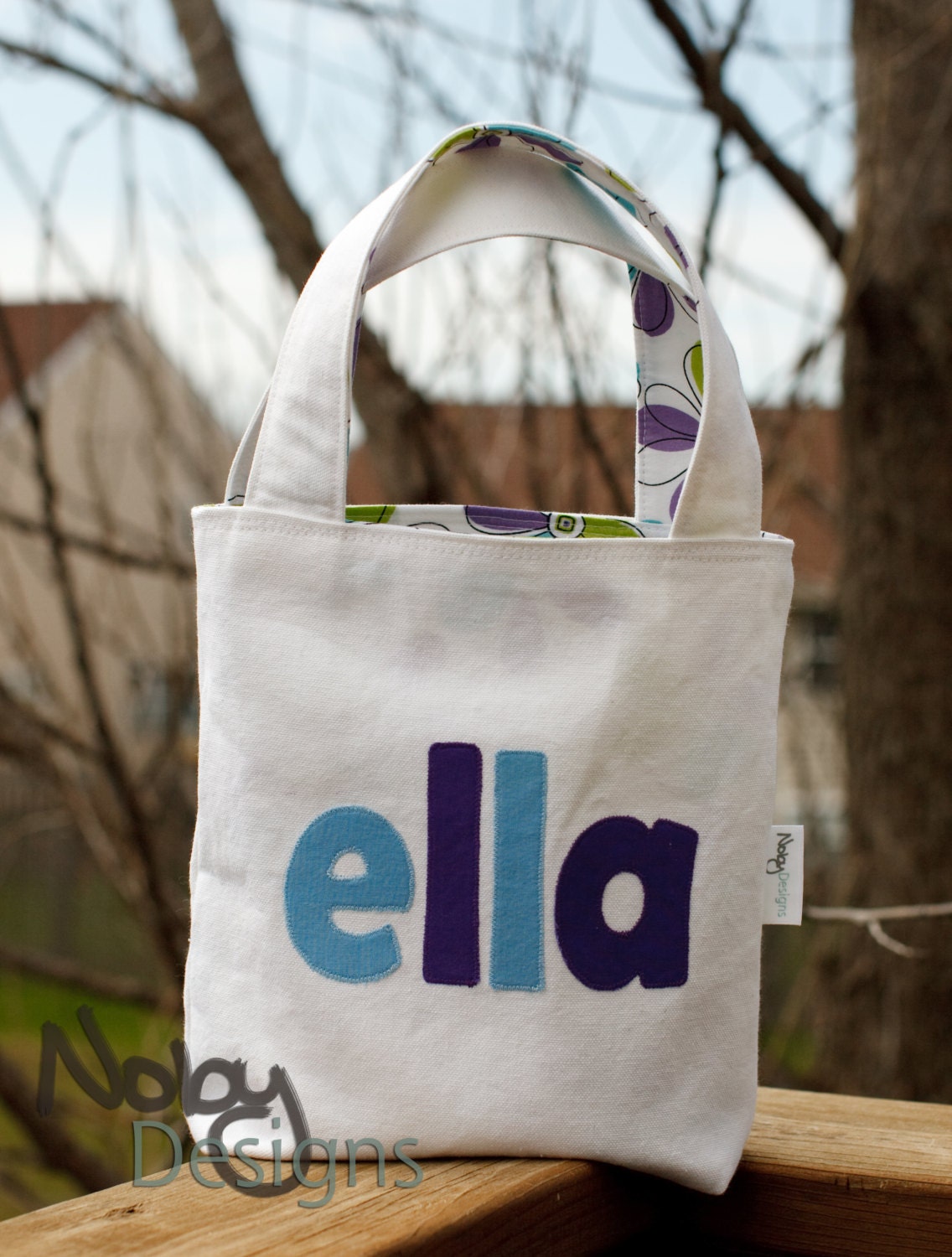 Custom Appliqued Reversible Children's Tote Bag - "Ella"