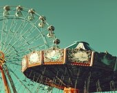 Carousel photography, carnival Photography, ferris wheel photography, Nursery art, Nursery Decor, nursery prints, turquoise, print