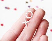 Sterling Silver X O Earrings / handmade hugs & kisses .925 post earrings / playful asymmetric silver studs / everyday jewelry