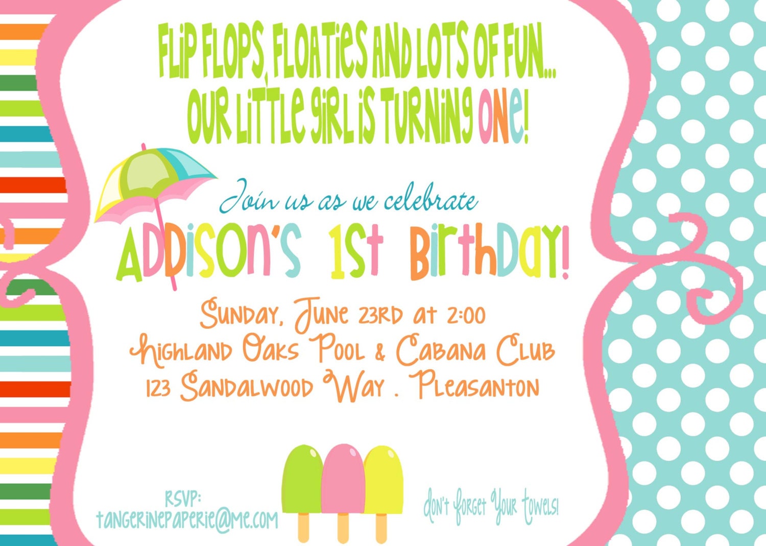 SUMMER FUN Printable Birthday Invitation