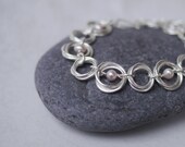 Silver Beaded Bracelet with Light Pink Freshwater Pearls -- Handwoven Chainmaille -- Weddings, Everyday, Special Occasion