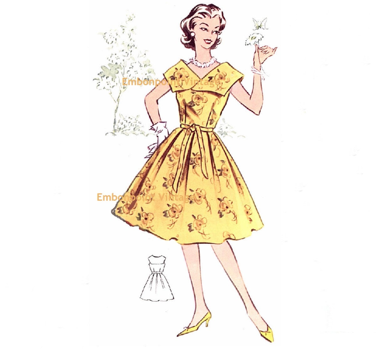 Plus Size (or any size) Vintage 1950s Womens Cocktail Dress Pattern - PDF - Pattern No 12: Pamela