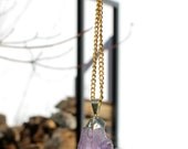 Gold Plated Amethyst Point Pendant Necklace