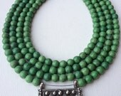 Maya - Green howlite, pewter pendant statement necklace