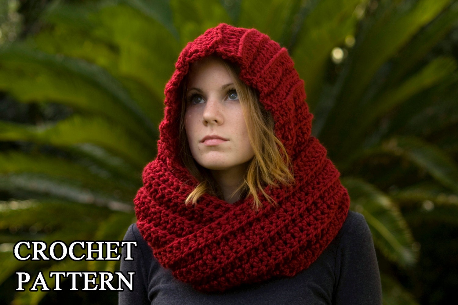 CROCHET PATTERN Hooded Scarf Pattern, Crochet Scoodie Instant Download