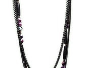 Multi layer chain necklace with gemstones