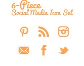 Social Media Icons - Transparent Background - Light Tangerine Orange