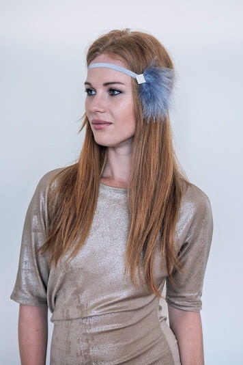 1920s Silver Feather Headband  -  20s 30s Party, Great Gatsby -  Hippie Headband - Prom headband