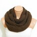 Sale- Knitted infinity Scarf,Nomad scarf,Block Infinity Scarf.Loop Scarf, Circle Scarf, Neck Warmer. Brown Crochet Infinity