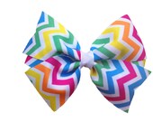 Bright chevron hair bow - chevron bow, 4 inch bow