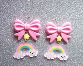 Sweet Skies - Happy Cloud and Rainbow with Star and Bow Earrings