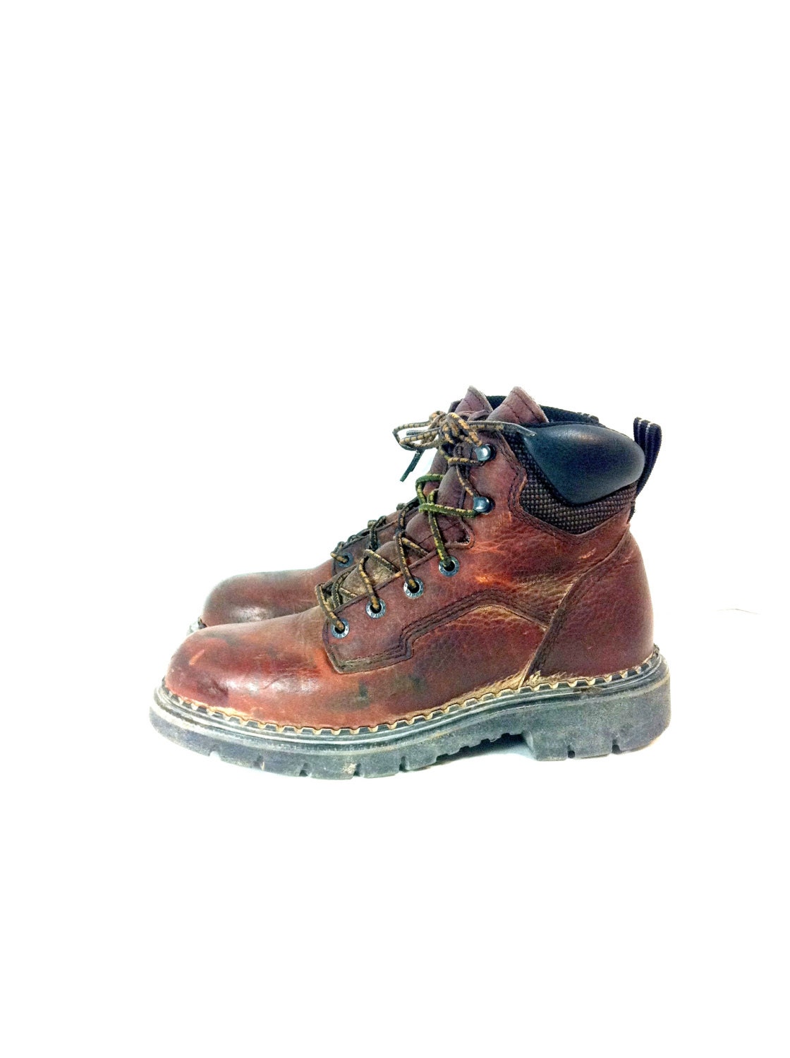 Red Wing Leather Hiking Boots 7 / Womens Steel Toe Boots 7 / Rustic Lace Up Boots 7