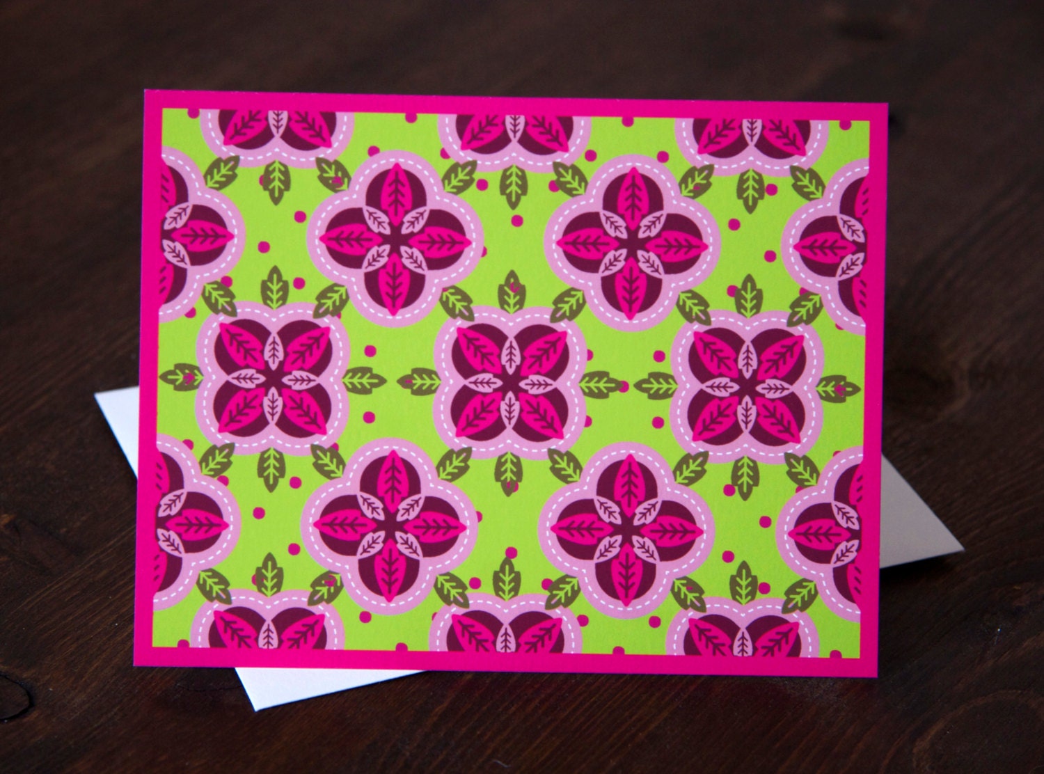 Neon Spring Flower Pattern Card