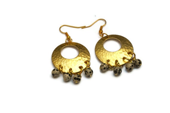 Golden Circle Dalmatian Jasper Earrings