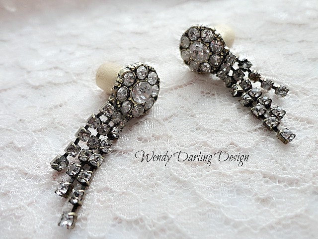 00g Organic Vintage Style 'Rhinestone Glamour' Dangle Plugs