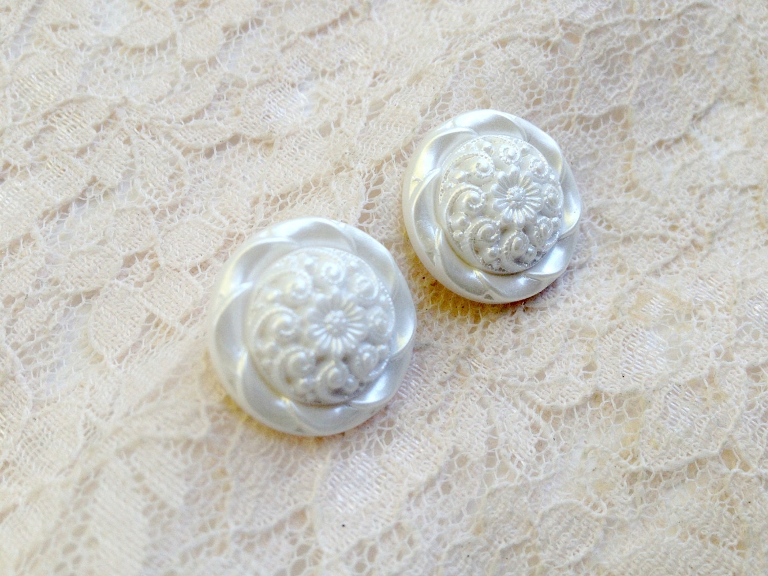 5/8" 9/16" 1/2" 7/16" Organic 'Swirls of Pearl' Ornate Button Plugs Made to Order