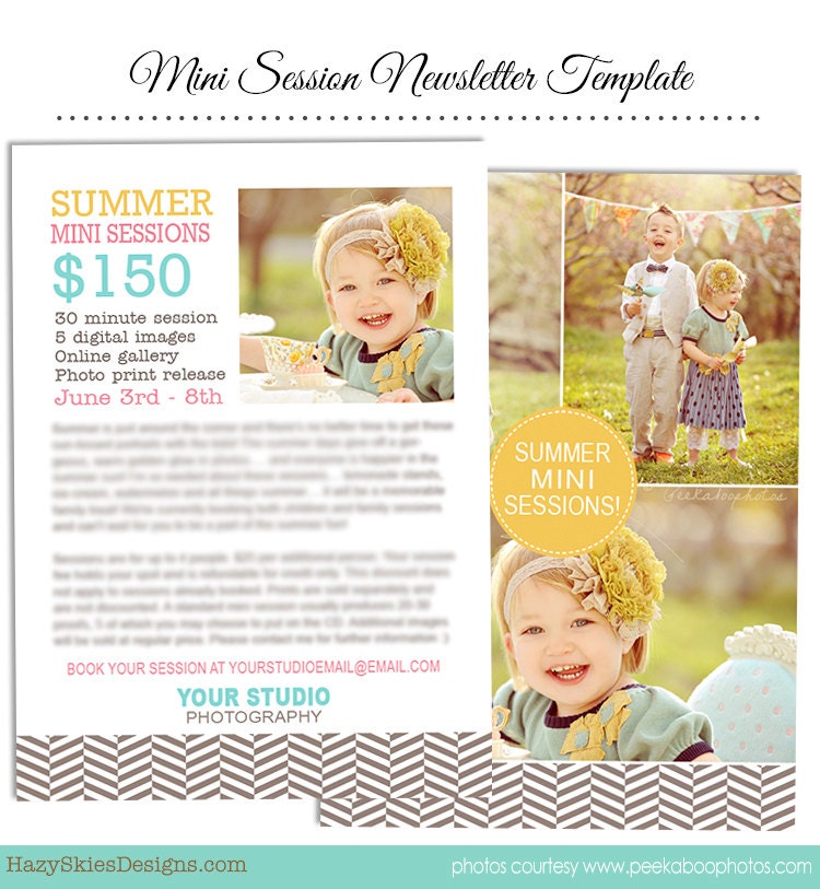 INSTANT DOWNLOAD Summer Newsletter Marketing Template for Photographers - AD125