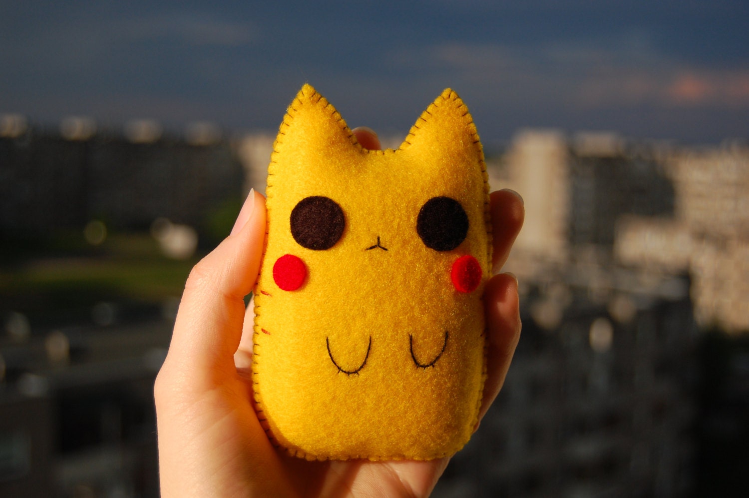 Pikachu cat handmade soft doll