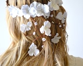 Bridal crown, flower head wreath, wedding hair accessory, woodland hair piece, Hair Wreath, Circlet, White, headpiece - APHRODITE